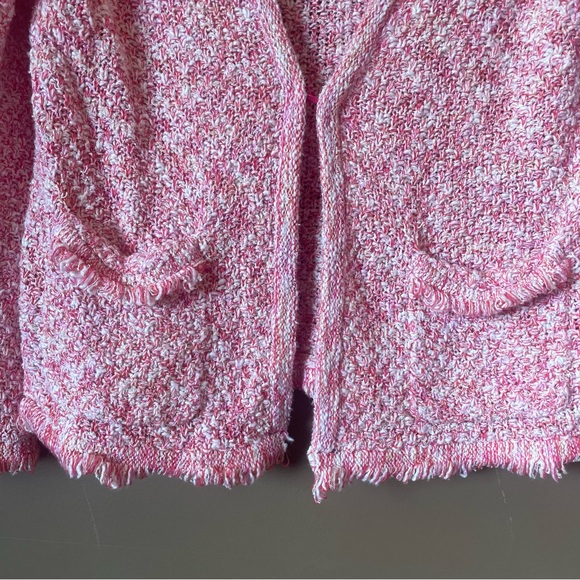 J.Crew Knitted Cardigan Sweater Heather Red White Fringe Pockets Size Small - Picture 3 of 13